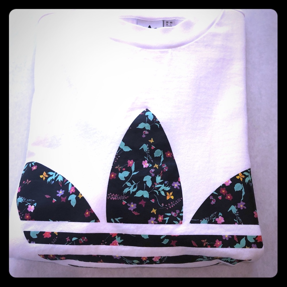 Adidas NWOT white and multi colored shirt Large